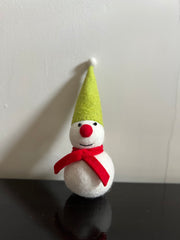 Felted Snowman. Red nose with green hat