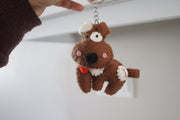 Handmade dog keyring in brown color
