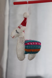 Xmas llama Ornament with saddle