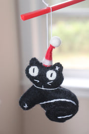 Xmas Cat Ornament Black