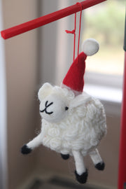 Xmas Sheep with wool Ornament