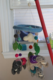 Felted elephant baby mobile 